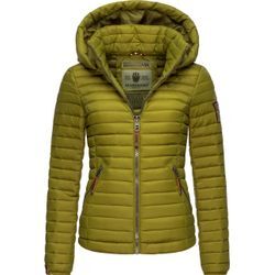 Steppjacke MARIKOO "Löwenbaby" Gr. M (38), grün (moosgrün) Damen Jacken stylische Übergangsjacke mit abnehmbarer Kapuze