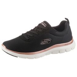 Sneaker SKECHERS "FLEX APPEAL 4.0 BRILLINAT VIEW" Gr. 38, rosa (schwarz, rosé), Damen, Textil, Lederimitat, Schuhe, mit Air Cooled Memory Foam, Freizeitschuh, Halbschuh, Schnürschuh