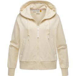 Kapuzensweatjacke RAGWEAR "Taila" Gr. 4XL (48), beige, Damen, Material: 70% Baumwolle, 30% Polyester, Sweatjacken modische Damen Sweatjacke mit Kapuze