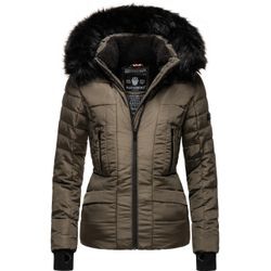 Steppjacke NAVAHOO "Adele" Gr. S (36), grau (anthra) Damen Jacken hochwertige Winterjacke mit edler Kunstfell- Kapuze