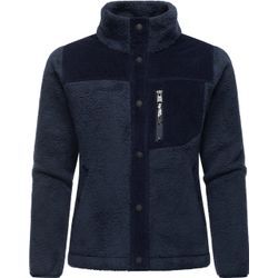 Plüschjacke RAGWEAR "Appopis Block" Gr. XL (42), blau (navy) Damen Jacken Flauschige Übergangsjacke aus Teddyfleece