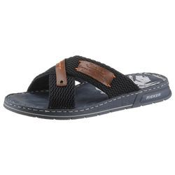 Pantolette RIEKER Gr. 41, blau (dunkelblau, braun) Herren Schuhe Sommerschuh Pantolette Sommerschuh, Schlappen, Poolslides, mit Kontrastdetails