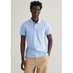 Poloshirt GANT "REG SHIELD SS PIQUE POLO", Herren, Gr. XXL, blau (capri blau), Jersey, Obermaterial: 100% Baumwolle, unifarben, casual, regular fit hüftlang, hoch geschlossener Ausschnitt, Kurzarm Bündchen, Shirts, mit Logo und Flachstrickkragen 100% Baumwolle Pique