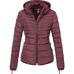 Winterjacke MARIKOO "Amber", Damen, Gr. S (36), rot (weinrot), Obermaterial: 100% Polyester, Futter: 100% Polyester, Wattierung: 100% Polyester, Ärmelfutter: 100% Polyester, casual, figurbetont hüftbedeckend, Langarm verstellbar Rippstrickbündchen mit Reißverschluss, Jacken, stylische Steppjacke mit Teddyfutter