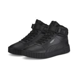 Sneaker PUMA "Carina 2.0 Mid Winter Sneakers Damen", Gr. 35.5, schwarz (schwarz schwarz shadow gray), Obermaterial: Leder, Synthetik; Futter: Kunstfell; Innensohle: Textil; Laufsohle: Gummi, Schuhe