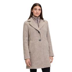 Wolljacke GIL BRET "Gil Bret Wollmantel mit abnehmbarem Westenteil", Damen, Gr. 40, beige (savannah melange), Bouclu00e9, Obermaterial: 32% Baumwolle, 27% Polyester, 18% Wolle, 18% Polyacryl, 5% diverse Faserarten. Futter: 100% Polyester., sportlich, tailliert, Langarm, Jacken