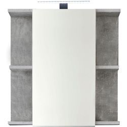 Spiegelschrank TRENDTEAM, grau (beton stone melamin), B:60cm H:62cm T:20cm, FSC-zertifizierter Holzwerkstoff, Schränke, Badspiegel mit Spiegeltür in Weiß Hochglanz/Beton - inklusive Leuchte