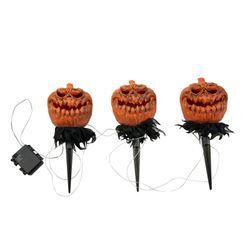 Europalms Halloween Kürbisse mit Erdspieß, 3er-Set, 39cm