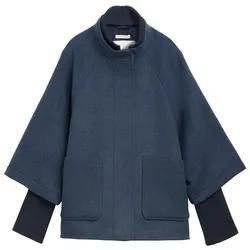 TOM TAILOR Damen Cape Jacke, blau, Uni, Gr. XL