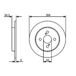 BOSCH Bremsensatz-Hinterachse Bremsensatz, Scheibenbremse hinten rechts links voll 259mm für LEXUS PONTIAC TOYOTA SUBARU 0446602270 0446652130 0446647