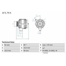 BOSCH Generator 14V 70A für MERCEDES-BENZ 008154960280 0081549602 A009154410280 0 986 036 820