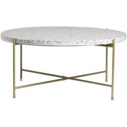 Runder Couchtisch aus Terrazzo und goldfarbenes Metall D81 cm MEZZO