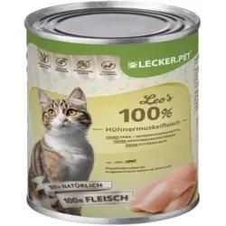 18 x 400 g Lecker.Pet® Leo's 100 % Hühnermuskelfleisch Katzenfutter Nassfutter