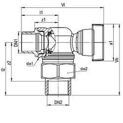 Aalberts SEPP Gas Gas-Eckkugelhahn 0029485 DN 25, R 1 x Rp 1, Messing verchromt