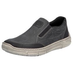 Slipper RIEKER Gr. 40, grau (grau, schwarz), Herren, Lederimitat, Schuhe, Slip-on Sneaker, Halbschuh, Schlupfschuh mit beidseitigem Gummizug