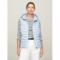 Steppweste TOMMY HILFIGER "LW PADDED GLOBAL STRIPE VEST" Gr. M (38), blau (breezy blau), Damen, Web, Obermaterial: 100% Polyester. Wattierung: 100% Daunen, unifarben, Westen, mit Elastic-Band