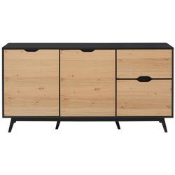 Sideboard HOME AFFAIRE "Flow", schwarz (schwarz, natur), B/H/T: 166cm x 82cm x 44cm, 2 Türen, 2 Schubladen, Pflegeleichte Oberflächen, Sideboards, Kommode mit vielen Stauraummöglichkeiten und Holzoptik, Höhe 82 cm