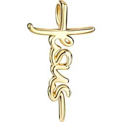 Ketten-Anhänger FIRETTI "Schmuck Geschenk Gold 333 Halsschmuck Anhänger Kreuz Jesus Schriftzug", gold (gelbgoldfarben), Schmuckanhänger, Damen, Gelbgold 333, 0,54 g, Made in Germany