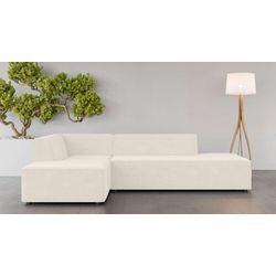 Ecksofa INOSIGN "Ecksofa Cavan mit Ottomane links oder rechts bestellbar", beige (creme), B:270cm H:72cm T:180cm, 100% Polyester, Sofas, L-Form mit Wellenunterfederung, Maße B/T/H: 270/180/72 cm