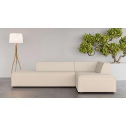 Ecksofa INOSIGN "Ecksofa Cavan mit Ottomane links oder rechts bestellbar", beige, B:270cm H:72cm T:180cm, 100% Polyester, Sofas, L-Form mit Wellenunterfederung, Maße B/T/H: 270/180/72 cm