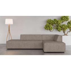 Ecksofa INOSIGN "Ecksofa Cavan mit Ottomane links oder rechts bestellbar", grau (taupe), B:270cm H:72cm T:180cm, 100% Polyester, Sofas, L-Form mit Wellenunterfederung, Maße B/T/H: 270/180/72 cm