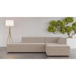 Ecksofa INOSIGN "Ecksofa Cavan mit Ottomane links oder rechts bestellbar", grau (taupe), B:270cm H:72cm T:180cm, 100% Polyester, Sofas, L-Form mit Wellenunterfederung, Maße B/T/H: 270/180/72 cm