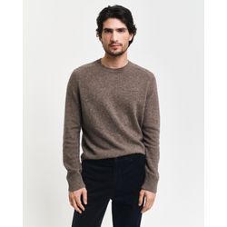 Rundhalspullover GANT "WOOL BLEND C-NECK", Herren, Gr. M, schwarz hazelnut melange, Strick, Obermaterial: 40% Wolle, 30% Baumwolle, 15% Alpaka, 15% Polyamid, meliert, casual, relaxed fit, Rundhals, Langarm Rippbündchen, Pullover, in melierter Optik