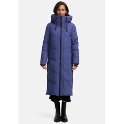 Winterjacke MARIKOO "Nadaree XVI" Gr. L, blau (blue violet) Damen Jacken Stepp Mantel mit großer Kapuze