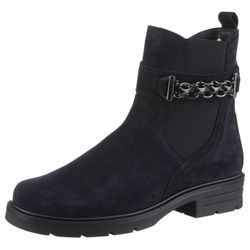 Chelseaboots GABOR Gr. 37, blau (nachtblau) Damen Schuhe Blockabsatz, Herbstmode, Stiefelette mit Zierkette am Schaft