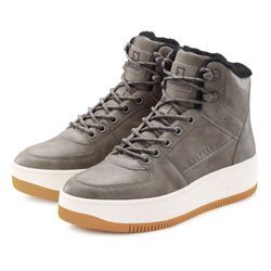 Sneaker ELBSAND Gr. 36, grau (anthrazit) Damen Schuhe mit kuscheligem Warmfutter, Freizeitschuh, Halbschuh, High Top Sneaker