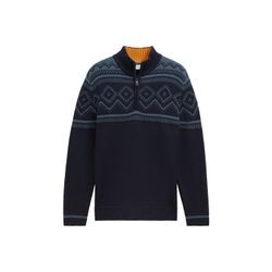 TOM TAILOR Herren Fair Isle Strick Troyer, blau, Norweger, Gr. XXL