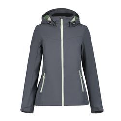 Softshelljacke ICEPEAK "D SOFTSHELLJACKE BRENHAM" Gr. 38, grau (granite) Damen Jacken mit hohem Stehkragen