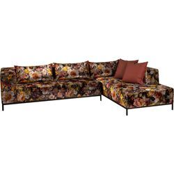 Stern Taavi Set Ecksofa/Recamiere Aluminium schwarz matt mit Bezug Dessin Flower