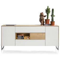 XOOON Darwin Sideboard Eiche/Holzwerkstoff Braun/Weiß + LED 85x200x42 cm