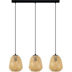 Hängeleuchte EGLO "Dembleby" Lampen beige (natur) Hängelampe Vintage, Natur, Hygge, Holzgeflecht, E27, Ø 20 cm