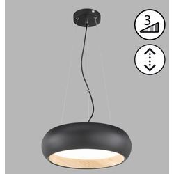 Deckenleuchte SCHÖNER WOHNEN-KOLLEKTION "Wood", beige (sandschwarz), Lampen, Ø 40,00cm LED Pendelleuchte Esszimmerlampe 1x LED 22 Watt, 3000 Kelvin, 2900 Lumen,höhenverstellbar,dimmbar