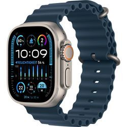 Smartwatch APPLE "Watch Ultra 2 Titanium", grau (blau), Smartwatches, 49mm, Cellular, One-Size, Ocean Band, Trail Loop