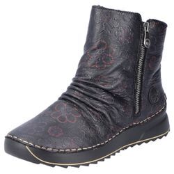 Winterboots RIEKER Gr. 36, schwarz (schwarz kombiniert) Damen Schuhe Plateaustiefelette, Print-Boots mit Außenreißverschluss