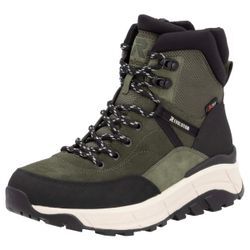 Winterboots RIEKER EVOLUTION Gr. 41, schwarz (khaki, schwarz), Damen, Textil, Lederimitat, Schuhe, Outdoorboots, Schneestiefelette mit wasserabweisender TEX-Membran