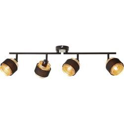 Deckenstrahler BRILLIANT "Grove" Lampen Gr. H: 17,2cm, goldfarben (schwarz goldfarben) Breite 87 cm, E14, MetallTextil, schwarz