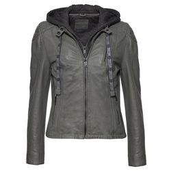 Lederjacke MUSTANG, Damen, Gr. M, grün (olive), Obermaterial: 100% Lammleder / Futter: 60% Baumwolle, 40% Polyester / Ärmelfutter: 100% Polyester / Kaputze: 55% Baumwolle, 45% Polyester, Jacken