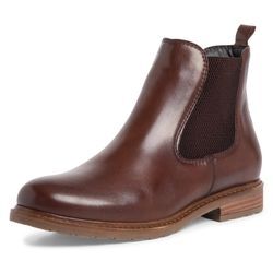 Chelseaboots TAMARIS Gr. 37, braun (muskat), Damen, Leder, Schuhe, im klassischen Look, Topseller