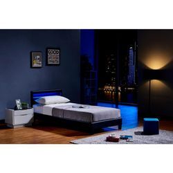 HOME DELUXE LED Bett Astro 90x200, versch. Farben - Schwarz