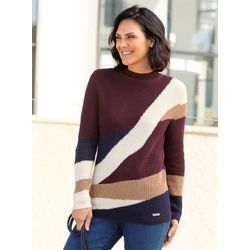 Stehkragenpullover CASUAL LOOKS "Pullover" Gr. 36, rot (burgund, champagner, gemustert) Damen Pullover