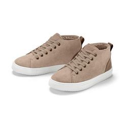 Gefütterter Veloursleder-Sneaker - Beige - Gr.: 38