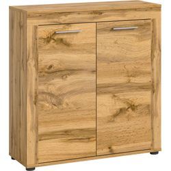 Highboard INOSIGN "Aosta, Höhe 88 cm, in verschiedenen Farbausführungen", braun (wotan eiche), B:80cm H:88cm T:35cm, FSC-zertifizierter Holzwerkstoff, Sideboards, mit 2 Türen und 3 Fächern, Wohnzimmer, Kommode, Schrank