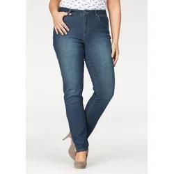 Slim-fit-Jeans ARIZONA "Curve-Collection", Damen, Gr. 52, N-Gr, blau (dunkelblau wash), Jeans, Obermaterial: 99% Baumwolle, 1% Elasthan, Basic, schmal lang, Jeans, hohe Leibhöhe, Five-Pocket-Design, Zip-Fly