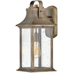 Außenleuchte Wand Aluminium Glas 42,6 cm hoch IP44 in Bronze brüniert E27 Rustikal Wandlampe außen