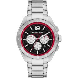 Chronograph MICHAEL KORS "ACCELERATOR 2.0" Armbanduhren silberfarben Herren Armbanduhr, Herrenuhr, Edelstahlarmband, analog, Tag, Stoppfunktion