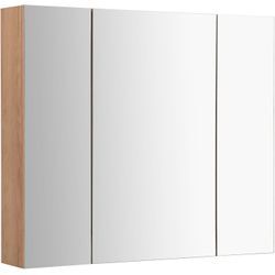 Spiegelschrank WELLTIME "Lund Bad Spiegel WC Wandspiegel Badezimmerspiegel ohne LED", silber (eiche, silber), B:80cm H:70cm T:16cm, Schränke, Badschrank Badezimmerspiegelschrank Spiegel Breite 80cm mit 3 Türen